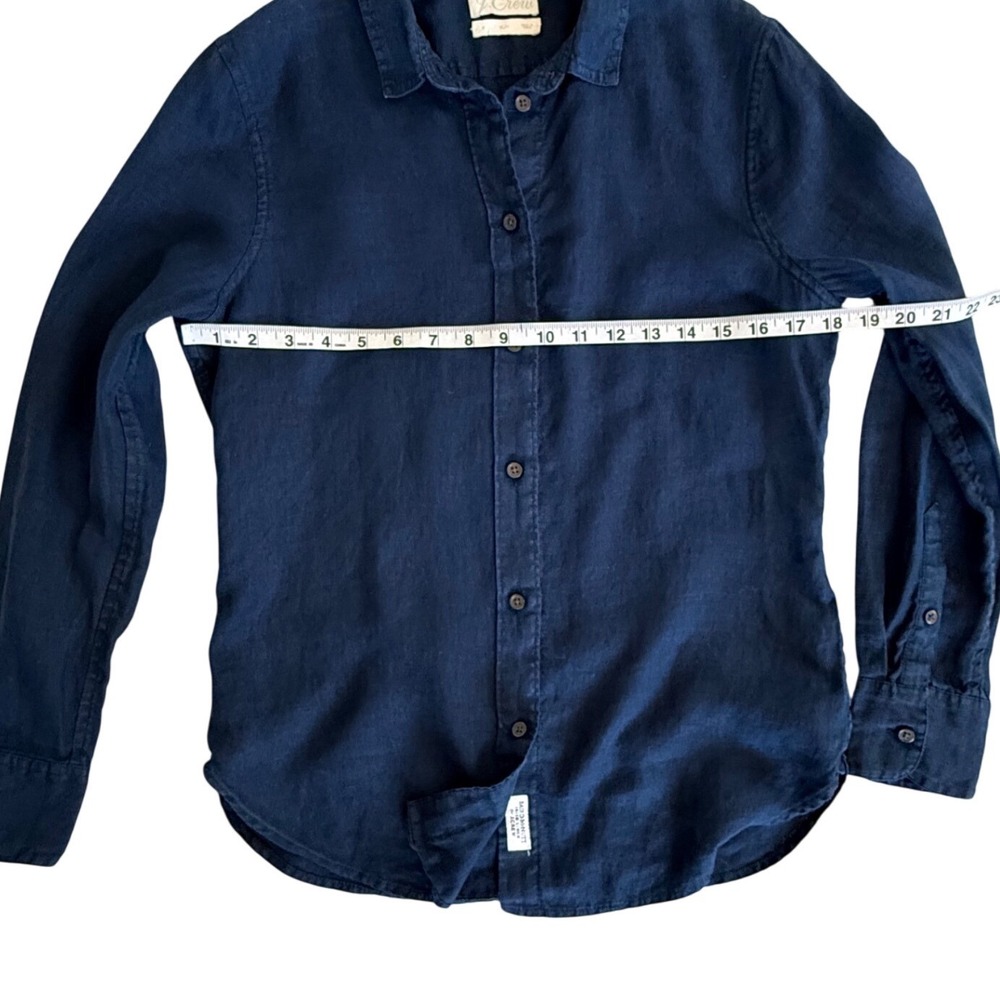 J.Crew Button Down Shirt Womens 4 Navy Blue Excellent Baird McNutt Irish Linen - Picture 7 of 9